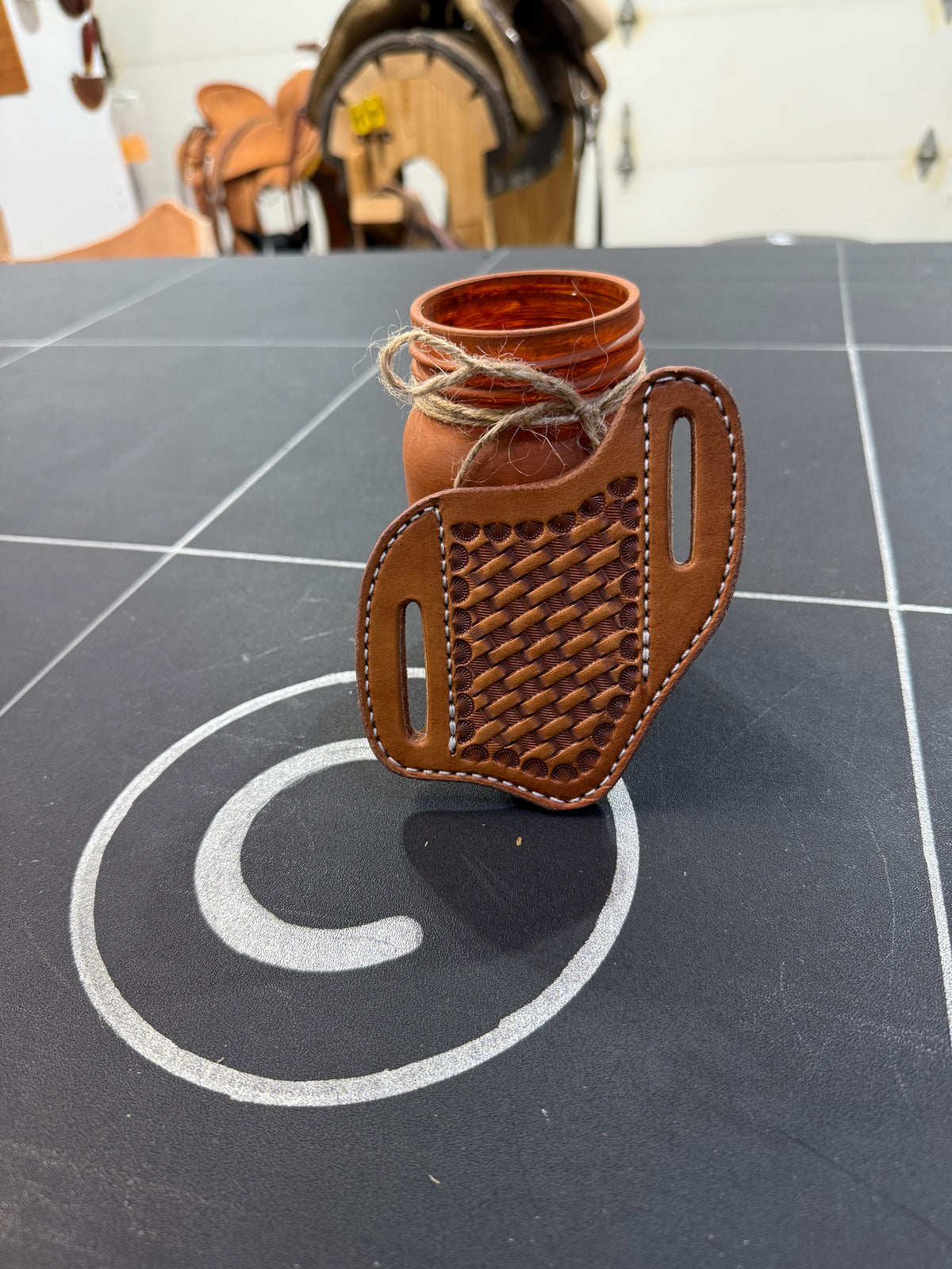 Basket Stamped Pancake Knife Sheath (Design #2)