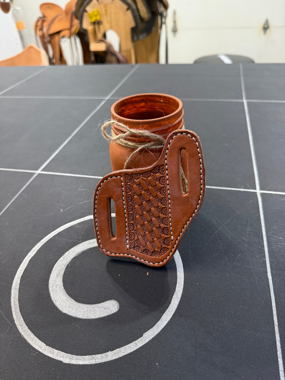 Basket Stamped Pancake Knife Sheath (Design #3)