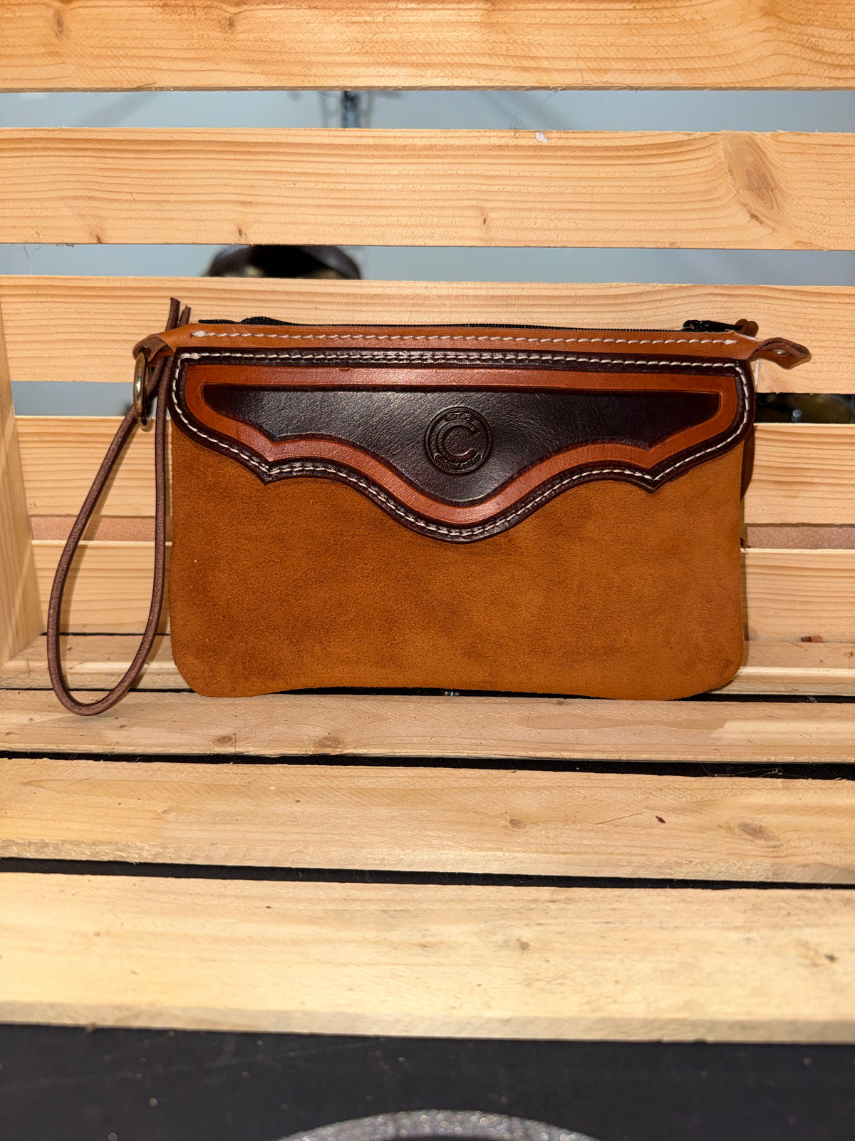 Tooled Wristlet Clutch