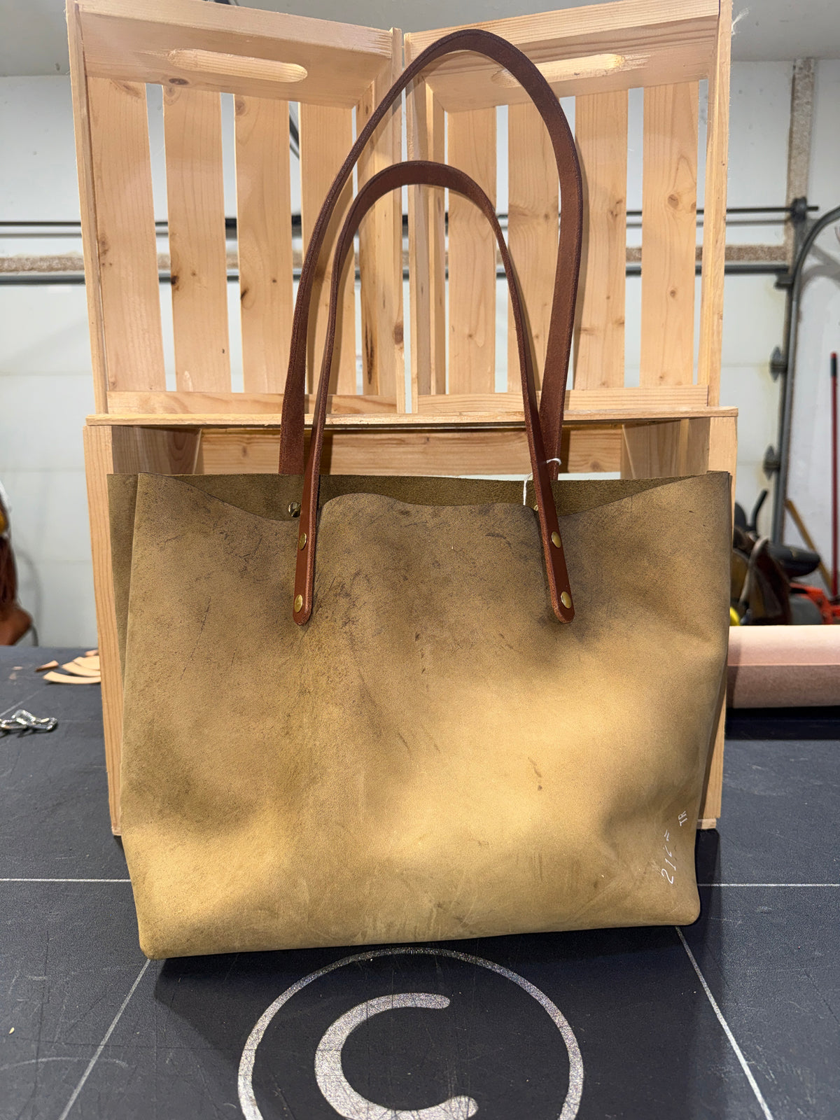 Tan Cowhide Tote Bag