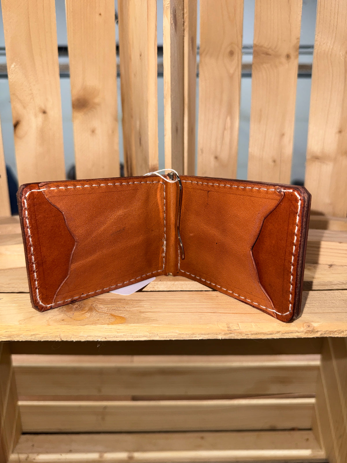 Border Stamped Money Clip Wallet
