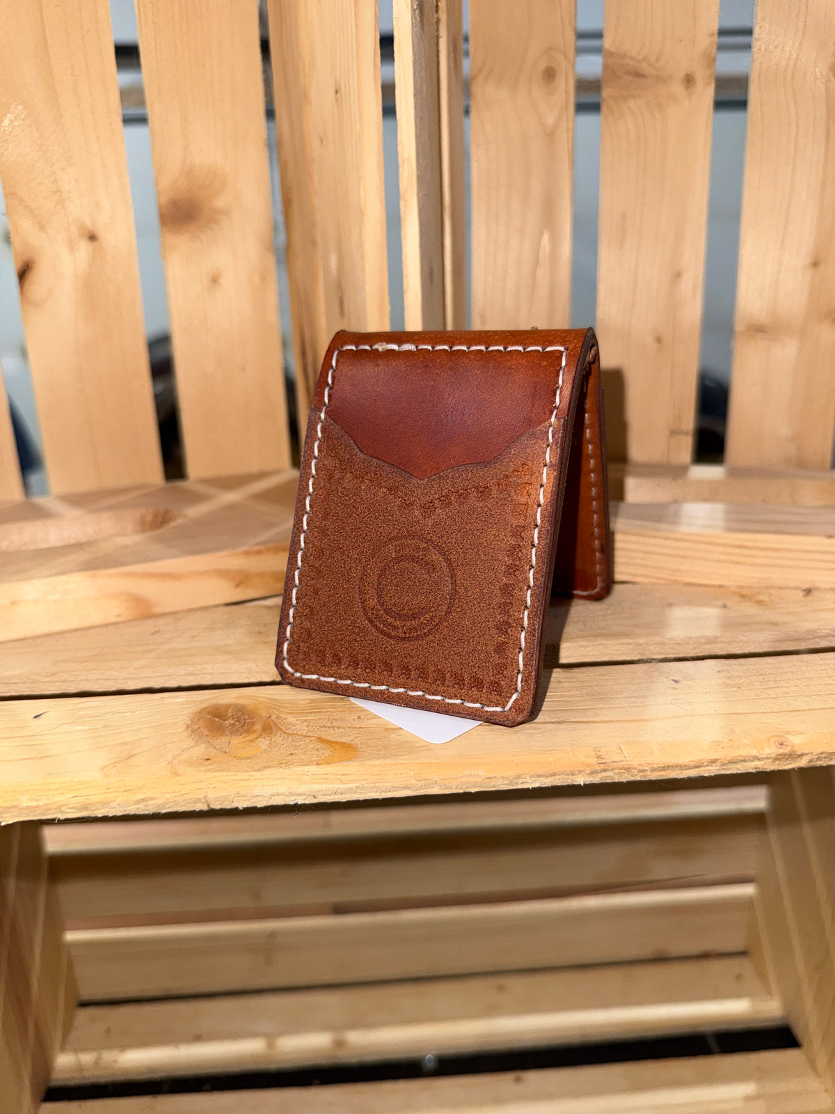 Border Stamped Money Clip Wallet