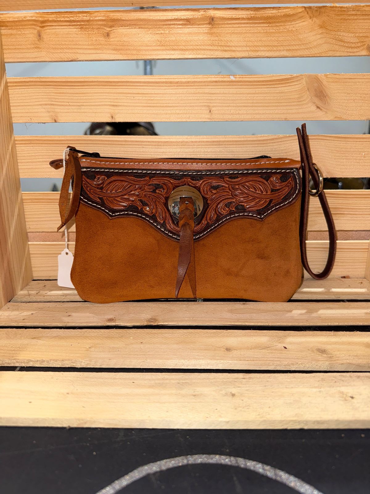 Tooled Wristlet Clutch