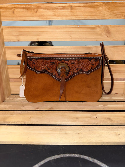 Tooled Wristlet Clutch
