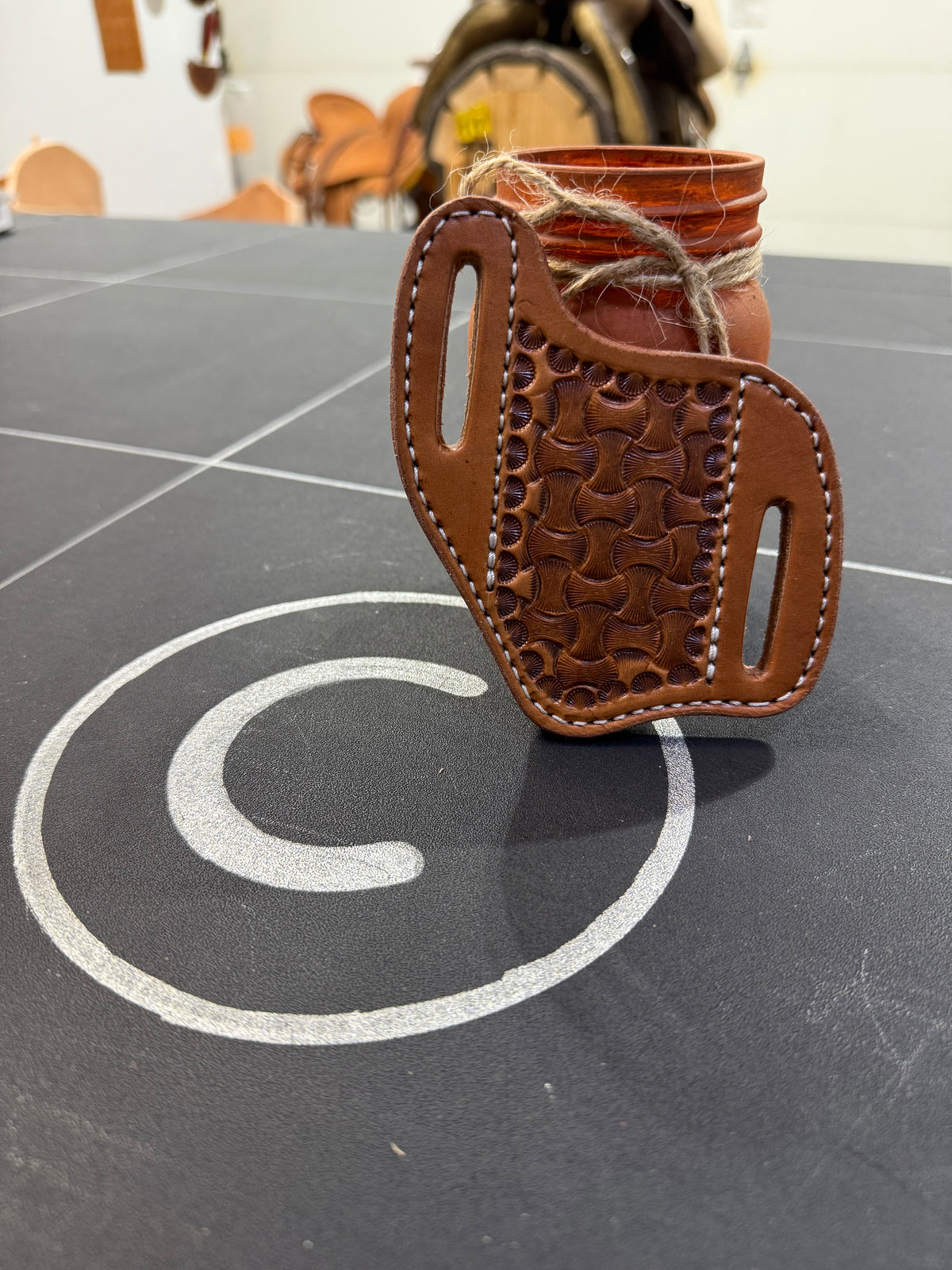 Basket Stamped Pancake Knife Sheath (Design #1)