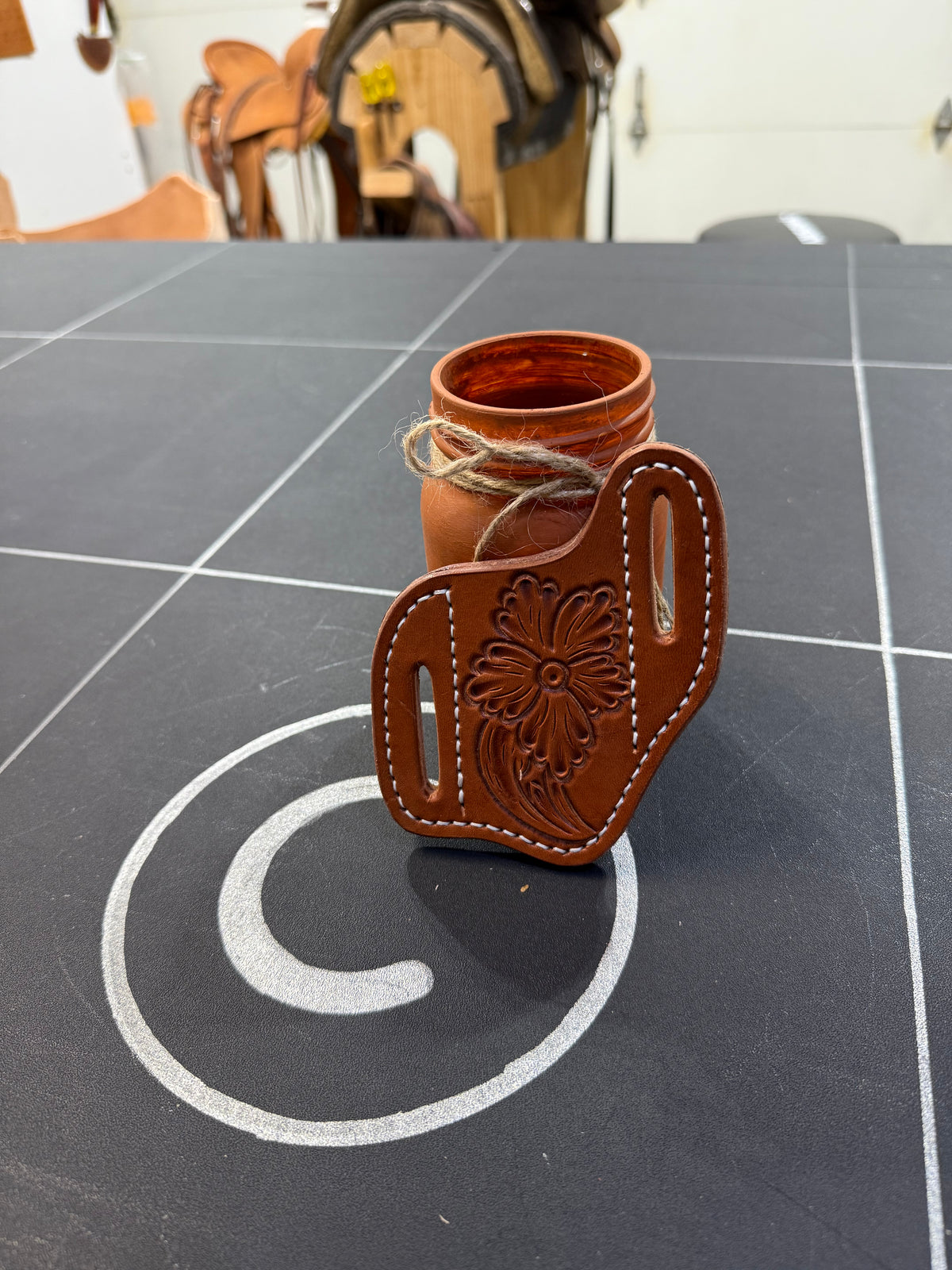 Floral Tooled Pancake Knife Sheath (Design #1)