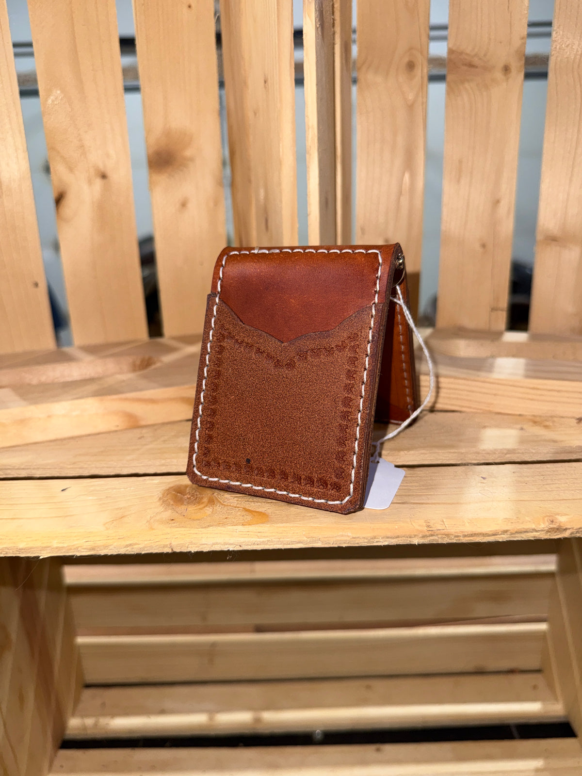 Border Stamped Money Clip Wallet