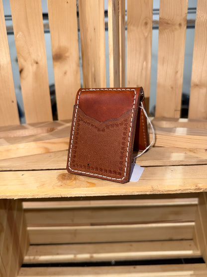 Border Stamped Money Clip Wallet