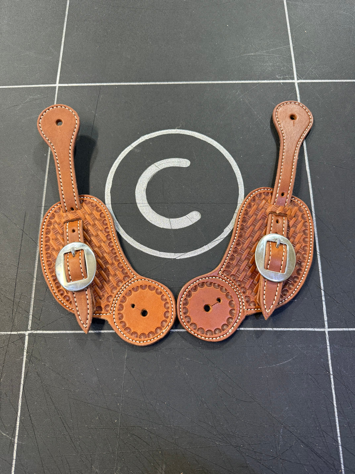 Basket Stamped Spur Straps (#4)