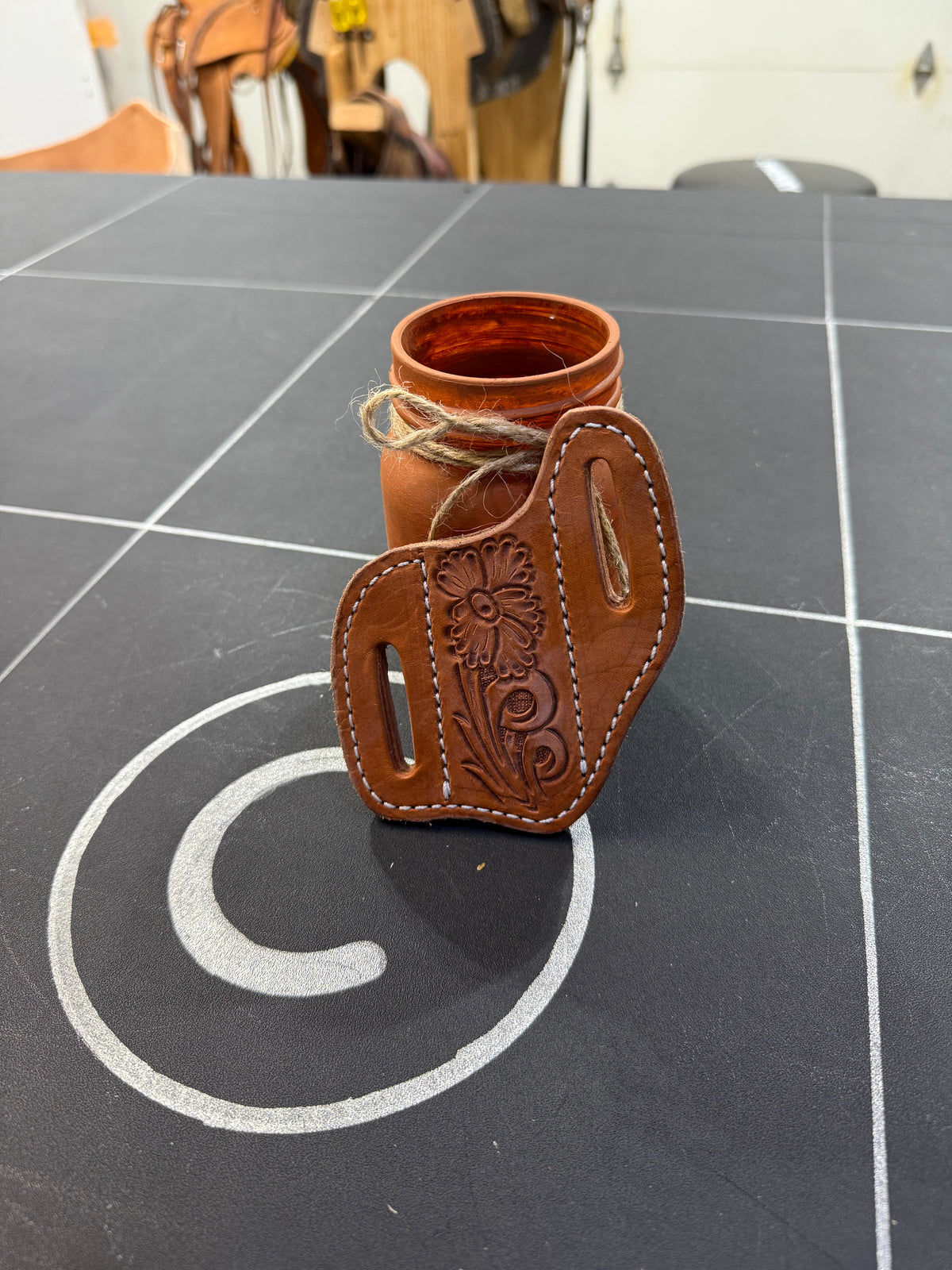 Floral Tooled Pancake Knife Sheath (Design #2)