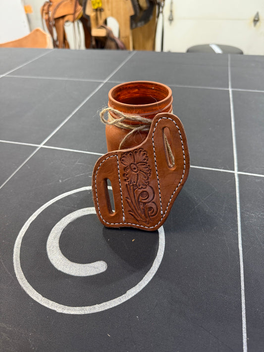 Floral Tooled Pancake Knife Sheath (Design #2)