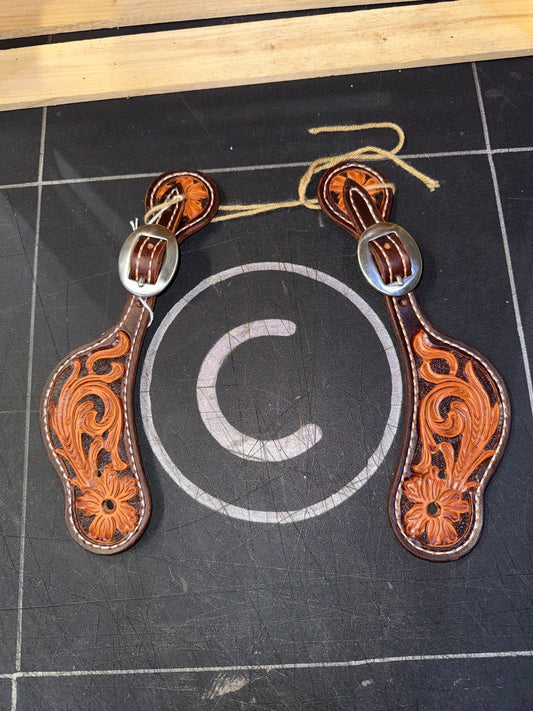 Floral Tooled Spur Straps (#2)