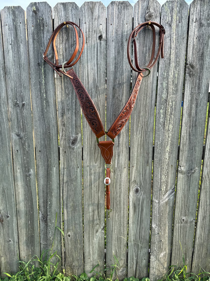 Floral Tooled Breast Collar (#2)