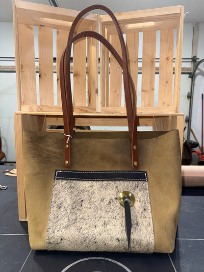 Tan Cowhide Tote Bag