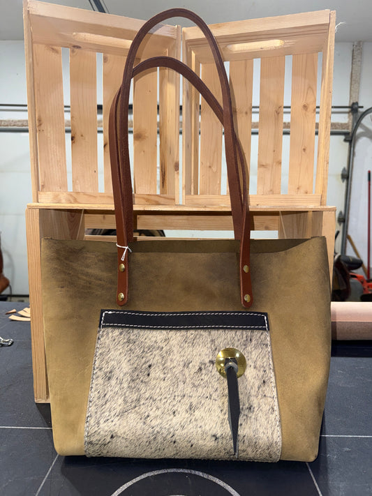 Tan Cowhide Tote Bag