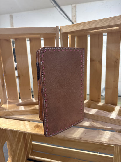 Medium Roughout Padfolio with Pink Buckstitch